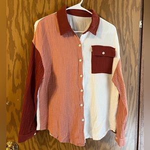 SOLD|| Color block flannel top